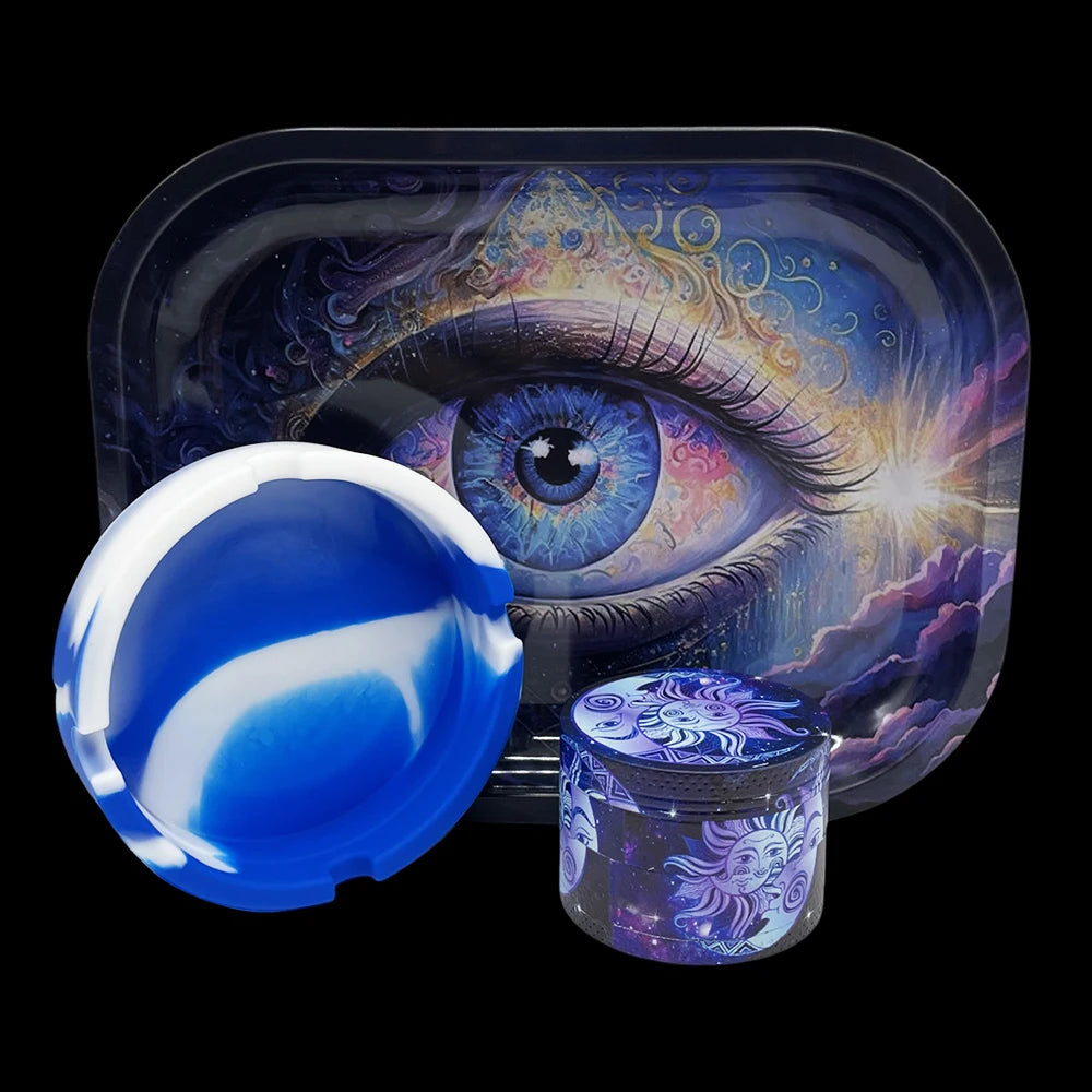 CosmicGaze GreenZmoke Set Grinder + Tablett + Ashtray