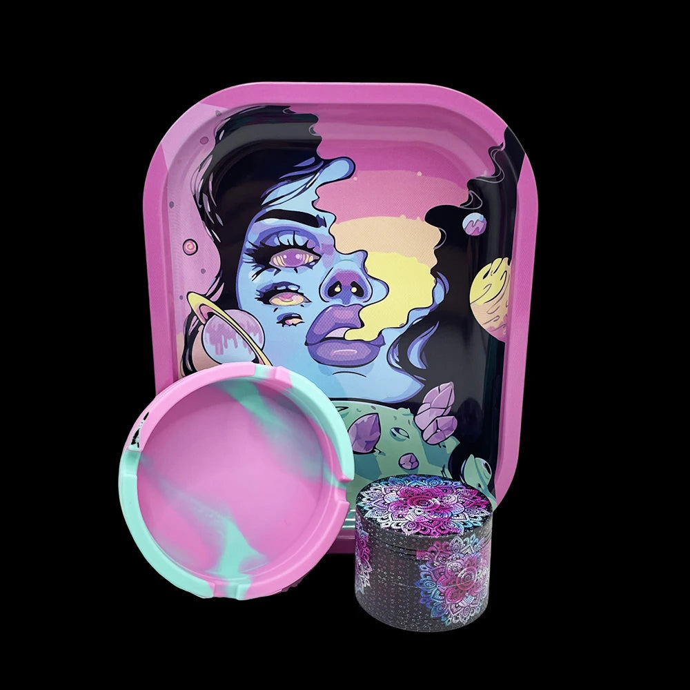 SpazeGirl GreenZmoke Set Grinder + Tablett + Ashtray